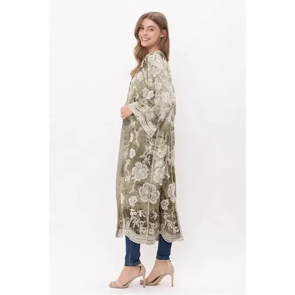 Raj Emery Embroidered Duster Kimono - Picture 9 of 16